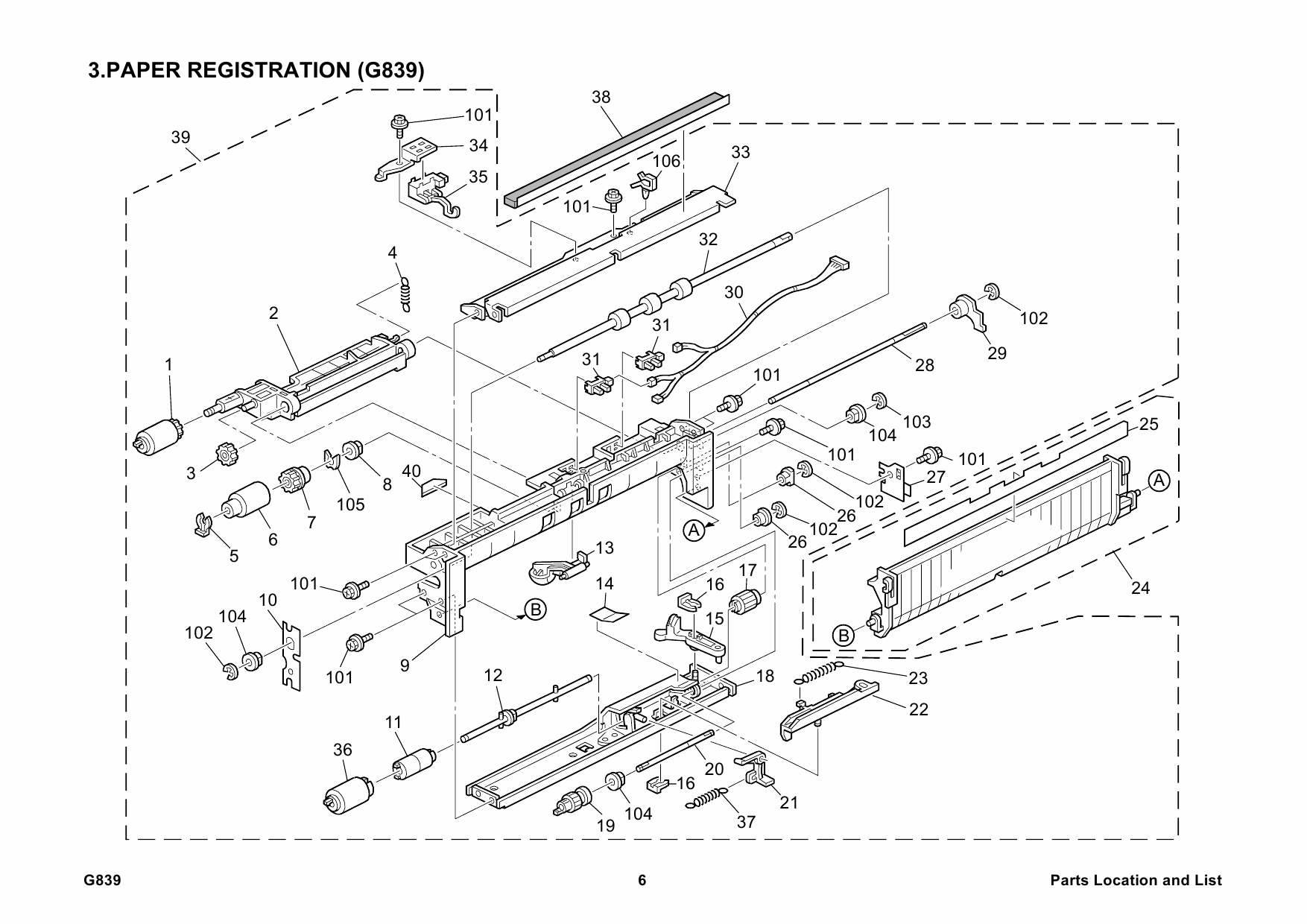 RICOH Options G839 PAPER-FEED-UNIT-PB-3020 Parts Catalog PDF download-3